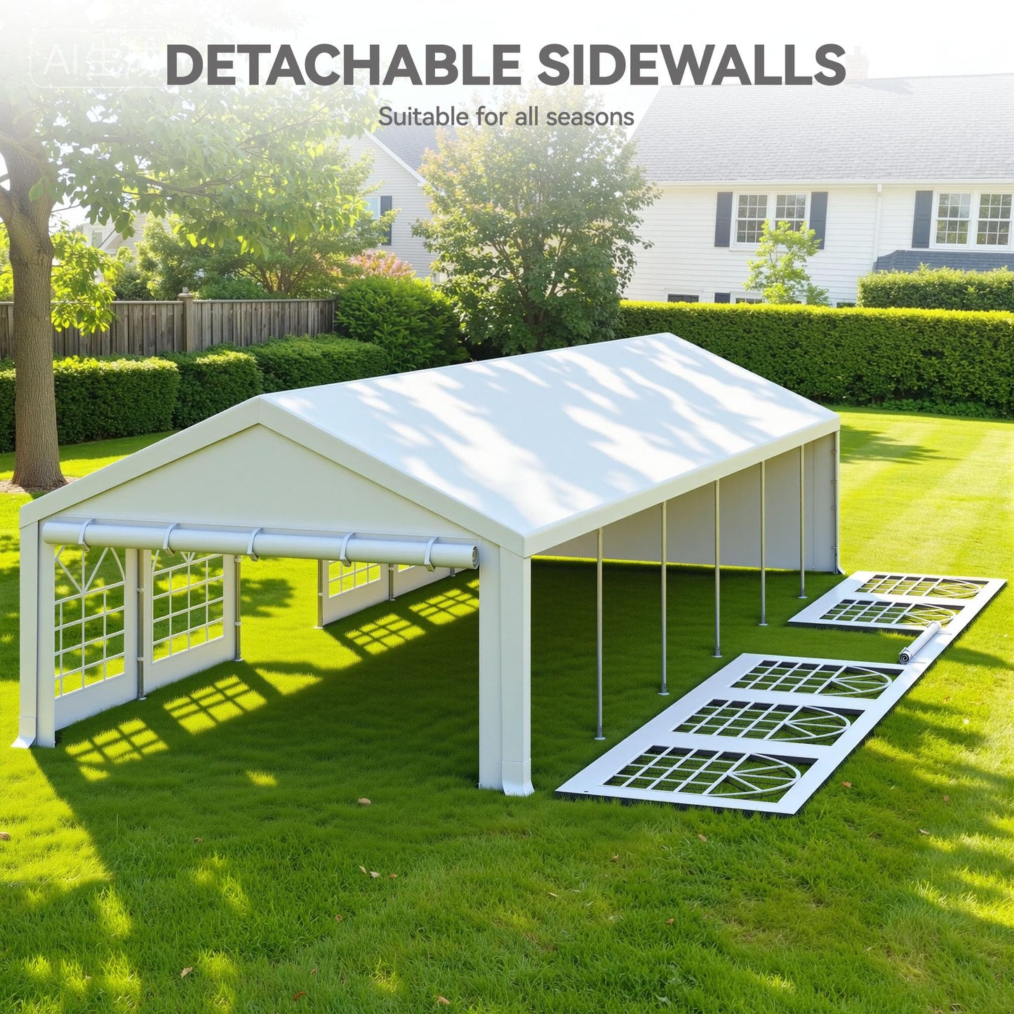 YITAHOME 20x40FT Party Tent Heavy Duty Wedding Tent Event Shelters Outdoor Canopy Upgraded Galvanized Steel Carport with Removable Sidewall Windows for Outdoor Weddings, BBQ and Parties (White)