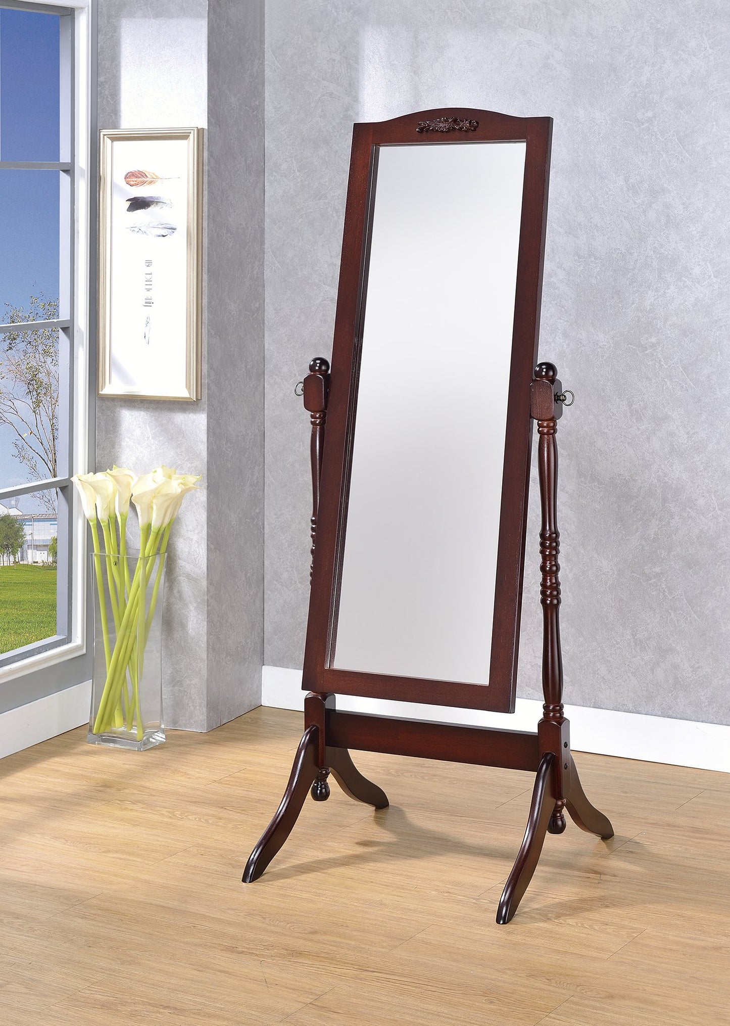 Proman Products Victoria Cheval Mirror, Walnut