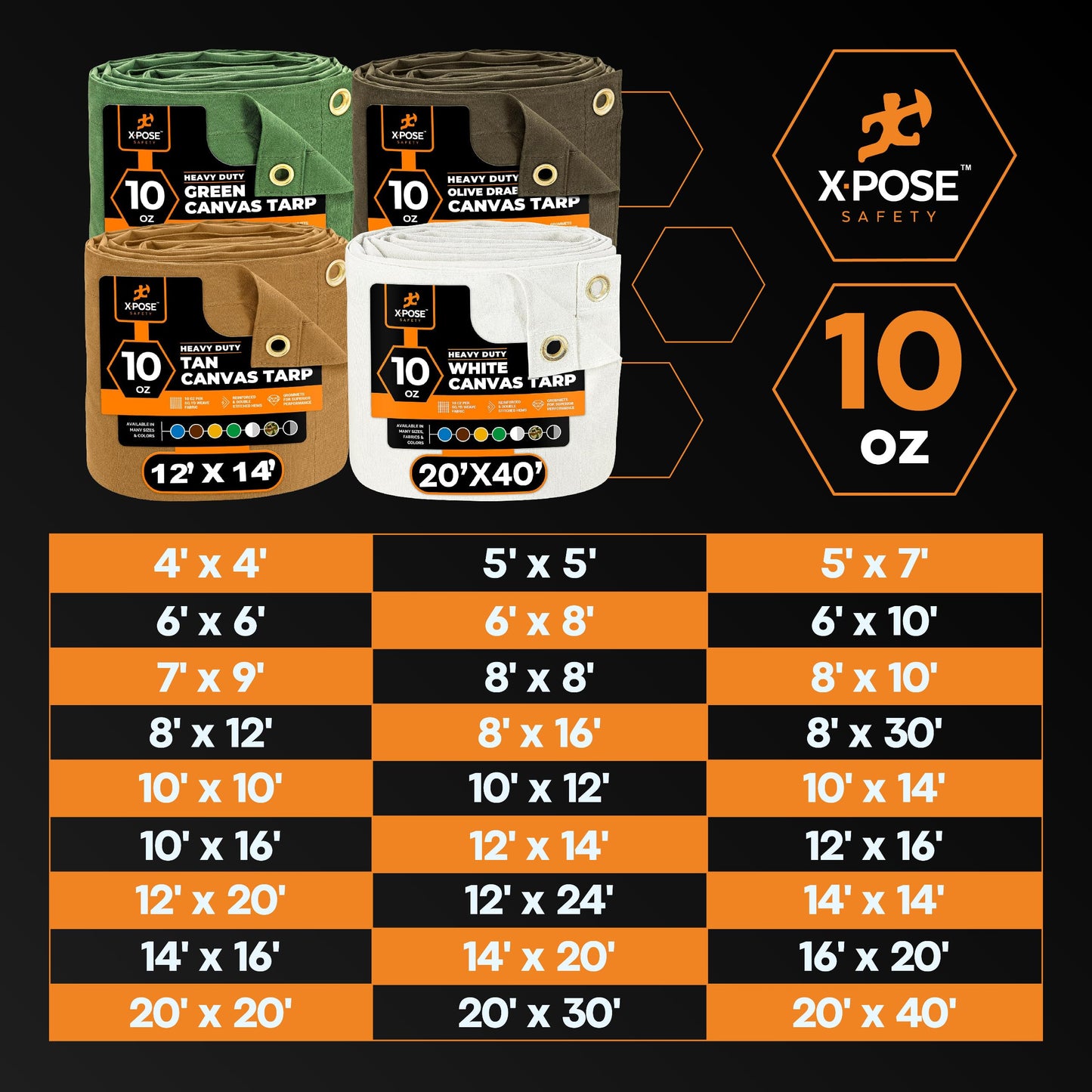Xpose Safety Canvas Tarp - 10oz White Canvas Tarps Heavy Duty Water Resistant with Brass Grommets- Multipurpose Outdoor Tarpaulin for Camping, Canopy, Trailer, Equipment Cover 20' x 30'