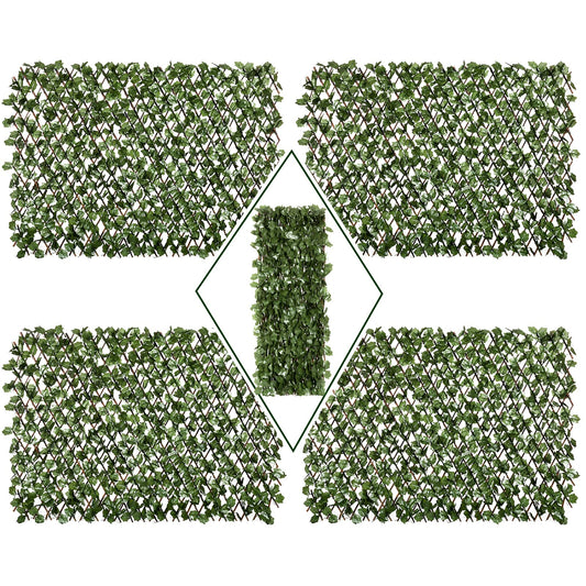 DOEWORKS Expandable Fence Privacy Screen for Balcony Patio Outdoor, Faux Ivy Fencing Panel for Backdrop Garden Backyard Home Decorations - 4PACK