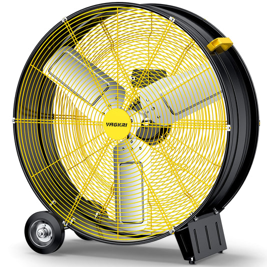 VAGKRI 30 Inch Industrial Drum Fan, 300W High Velocity Floor Fan, Heavy Duty Metal Fan with 3 Speed& Casters Handles, Powerful Motor Air Circulator for Warehouse, Factory, Commercial, Barn, UL listed