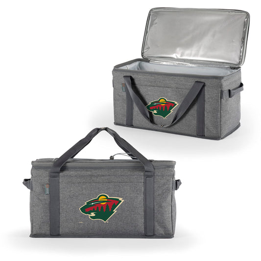 PICNIC TIME NHL Minnesota Wild 64 Can Collapsible Cooler, Large Insulated Soft Cooler Bag, Portable Beach Cooler with Shoulder Strap, (Heathered Gray)