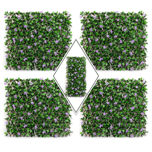 DOEWORKS Expandable Fence Privacy Screen for Balcony Patio Outdoor, 4PCS Faux Ivy Fencing Panel for Backdrop Garden Backyard Home Decorations
