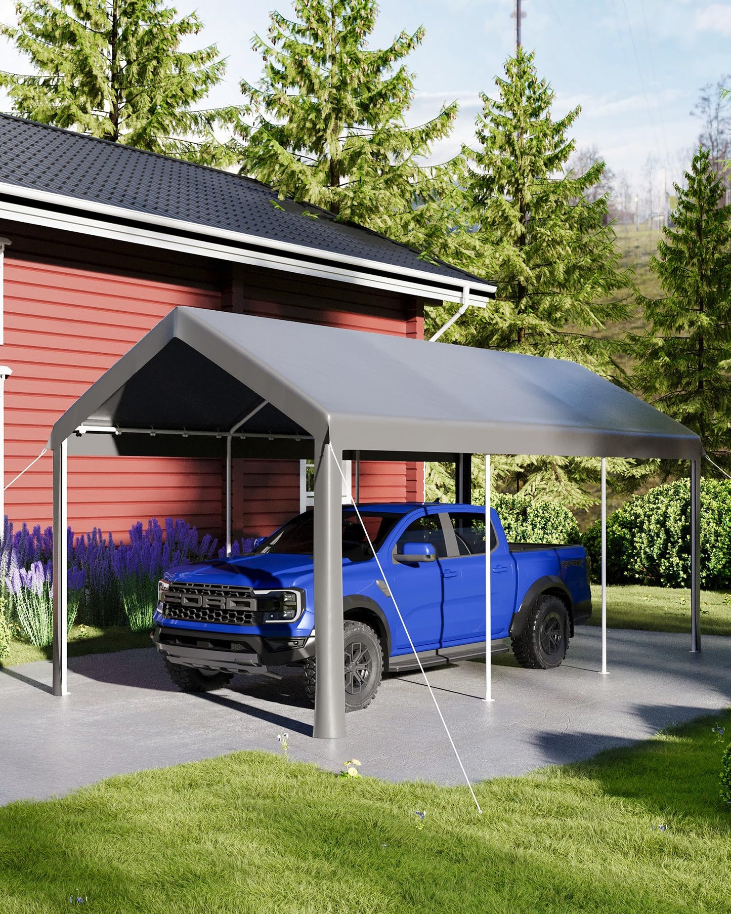 GAOMON 10X20 Carport, Heavy Duty Carport,Car Canopy Garage Boat Shelter Party Tent, Waterproof Portable Car Canopy for Truck, Boat, SUV，Grey/Yellow