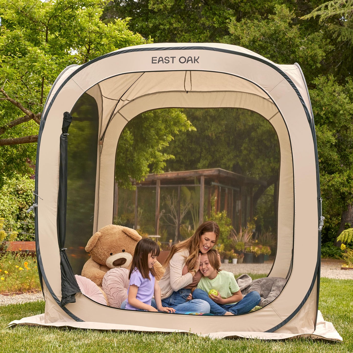 East Oak Screen House Tent Pop-Up, Portable Screen Room Canopy Instant Screen Tent 6 x 6 FT with Carry Bag for Patio, Backyard, Deck & Outdoor Activities, Dark Green