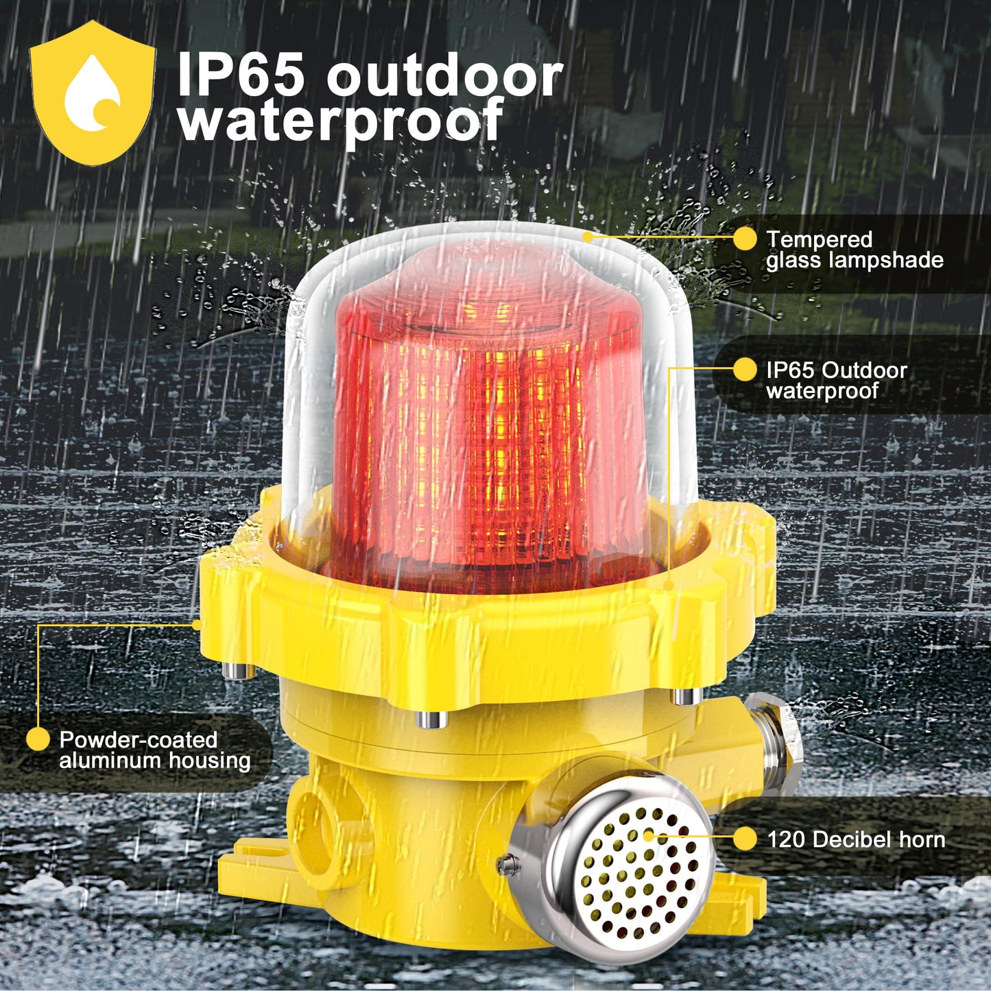 ZJGMGD Industrial Rotating Siren Alarm with Red Strobe Light, High-Decibel 120dB Emergency Buzzer Beacon for Warehouse, Machinery, Intruder Alert DC24V