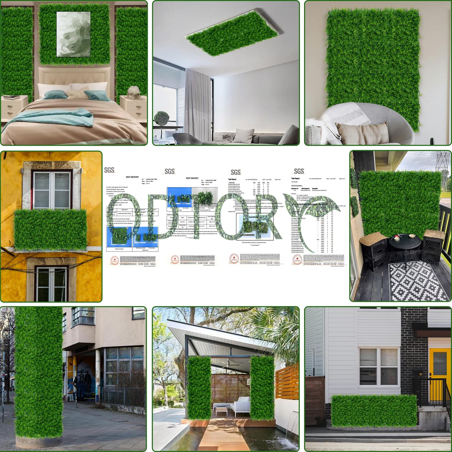 ODTORY Artificial Plants Hedge Wall Panels：40x120 Inch (33.5 sqft) UV-Anti Greenery Boxwood Fence Privacy Screen, Faux Ivy Grass Wall with Fake Leaves for Indoor Outdoor Background Covering
