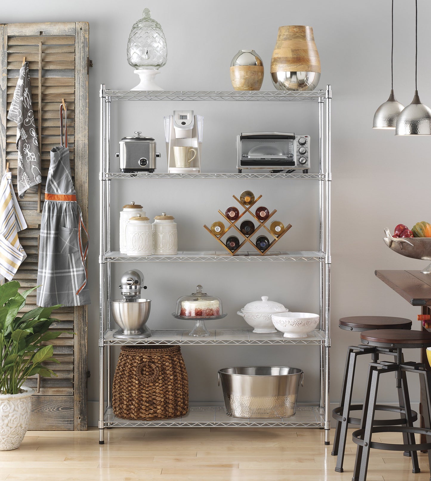 Whitmor 5 Tier Heavy Duty Shelving Unit, Metal Storage Shelves, 500 lbs Capacity per Shelf, Max 2500 lbs total, Easy Assembly Home Organizer for Pantry, Garage, Plant, 48"L x 18"W x 74"H