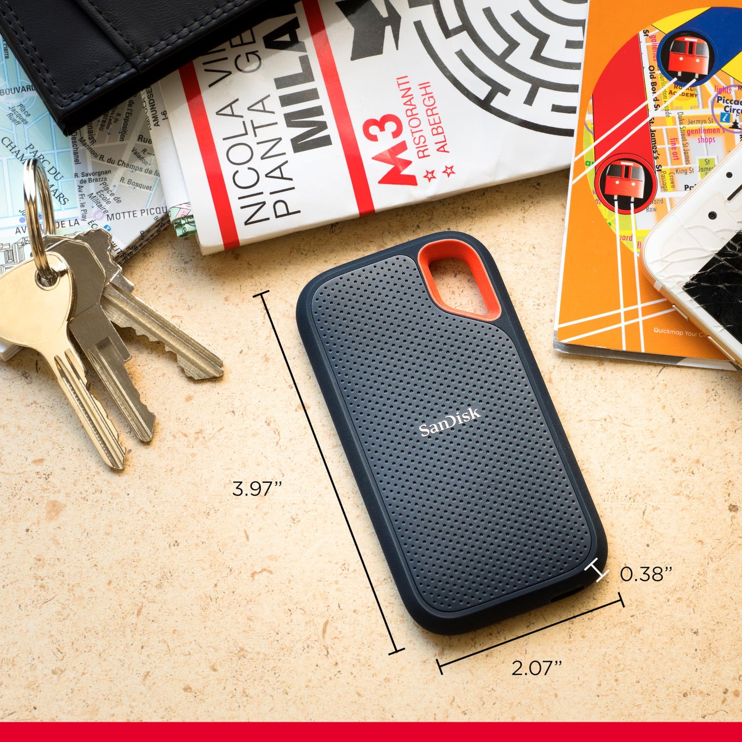 SANDISK 8TB Extreme Portable SSD (Old Model) - Up to 1050MB/s, USB-C, USB 3.2 Gen 2, IP65 Water and Dust Resistance, Updated Firmware - External Solid State Drive - SDSSDE61-8T00-G25