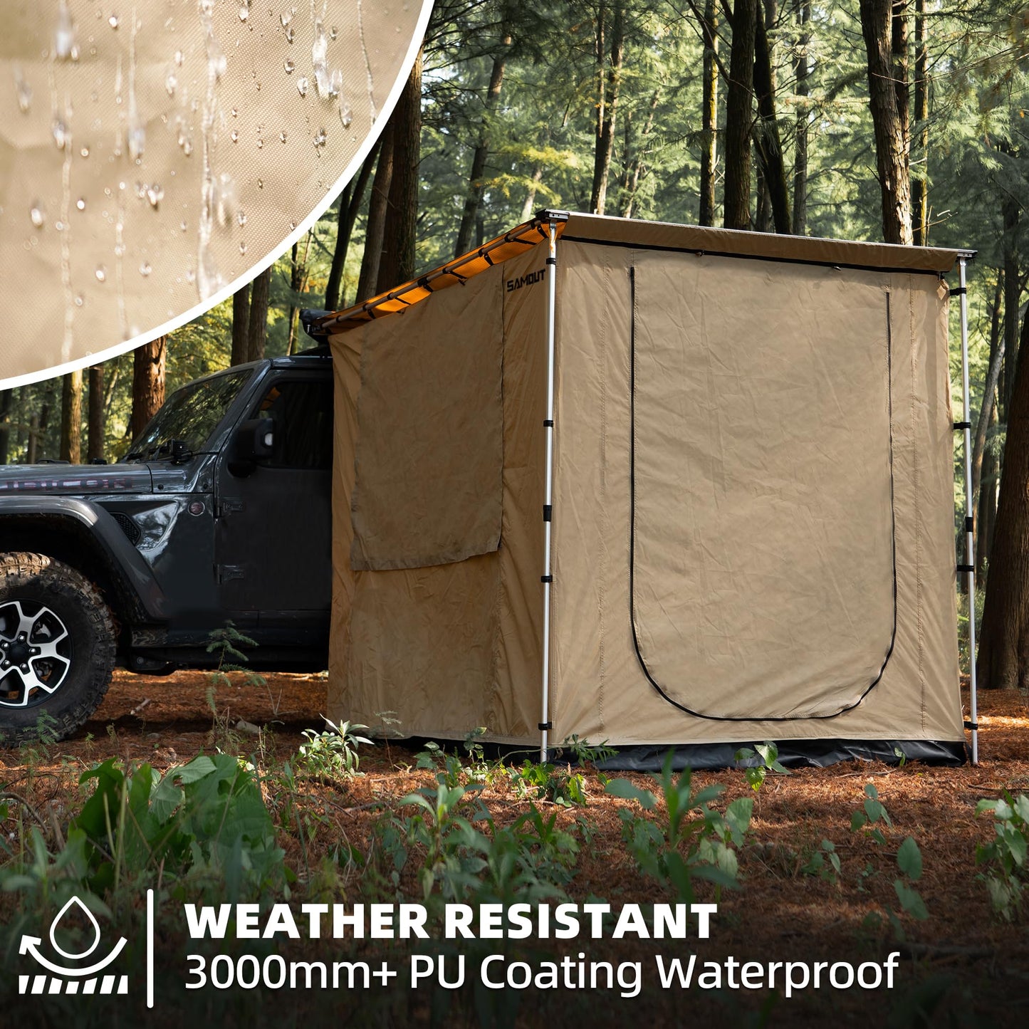 SAMOUT Vehicle Awning 8.2' x 10' Rip-Stop 420D Oxford Side Changing Room With PVC Floor, Waterproof & Wind Resistance, Easy Setup Design (Room Only)