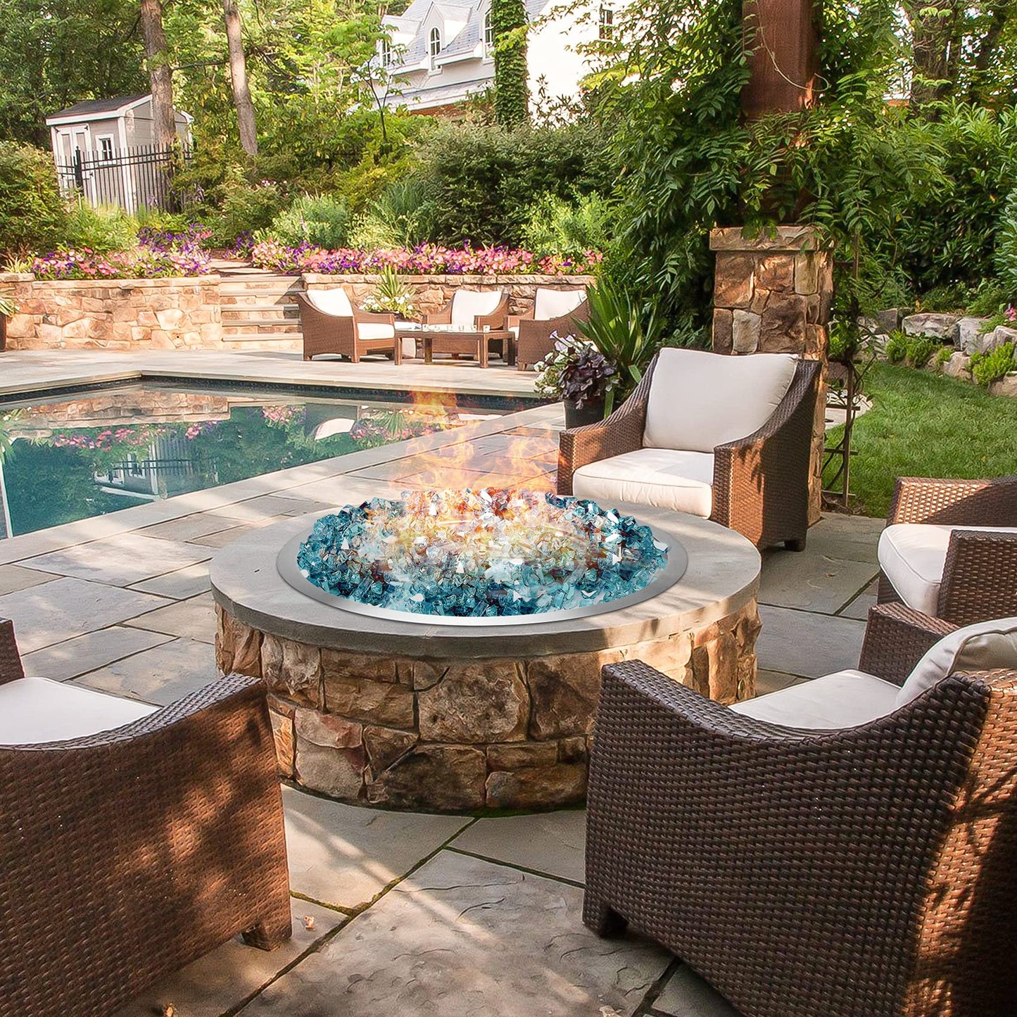Stanbroil 25 Inch Drop-in Round Natural Gas Fire Pit Kit with Spark Ignition,304 Stainless Steel Fire Pit Burner for Outdoor DIY Firepit - Natural Gas Version