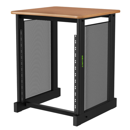 GEARit 12U Audio Rack With Flat Top for 19" Studio Gear, AV Equipment, Server Racks and More - Metal Construction, Oak Desktop Finish
