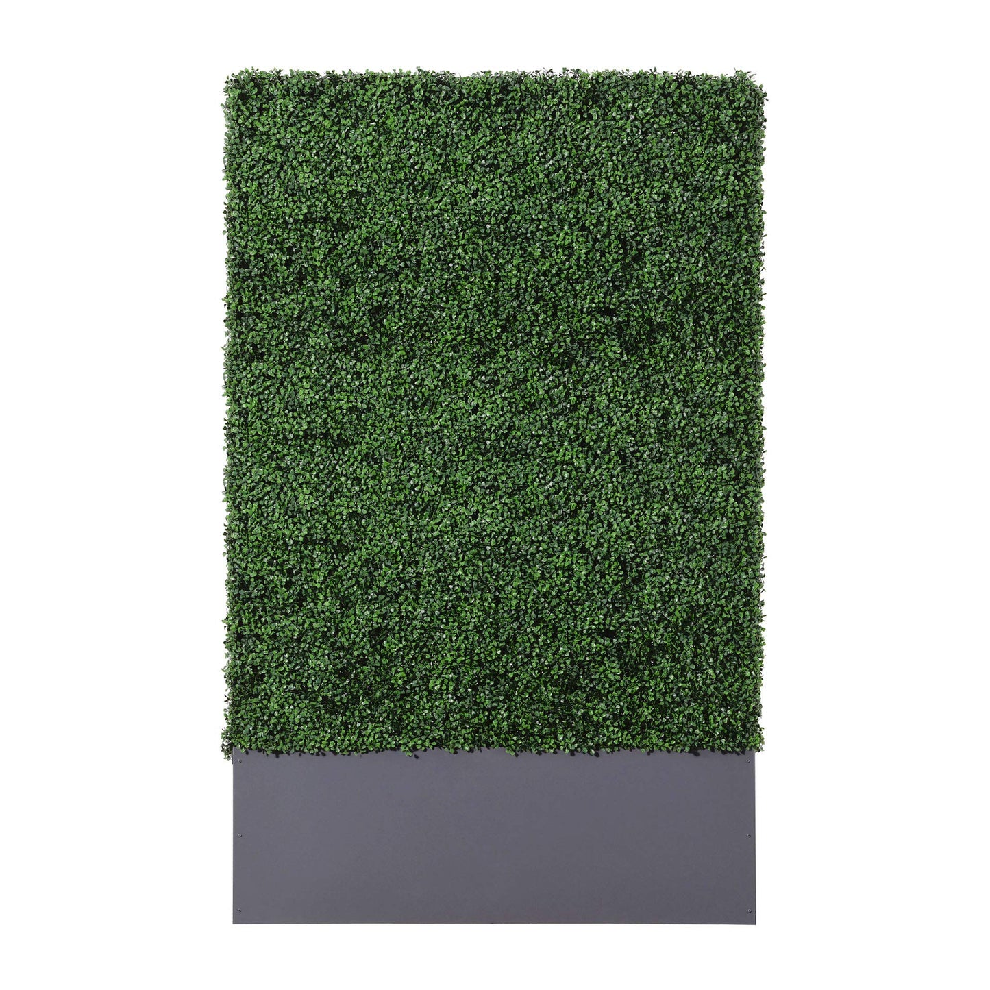 AGPL Upgraded Artificial Boxwood Hedge Wall with Dark Gray Stainless Steel Planter Box (79" Height 48" Width 12" Deep) Room Divider and Privacy Wall (79)