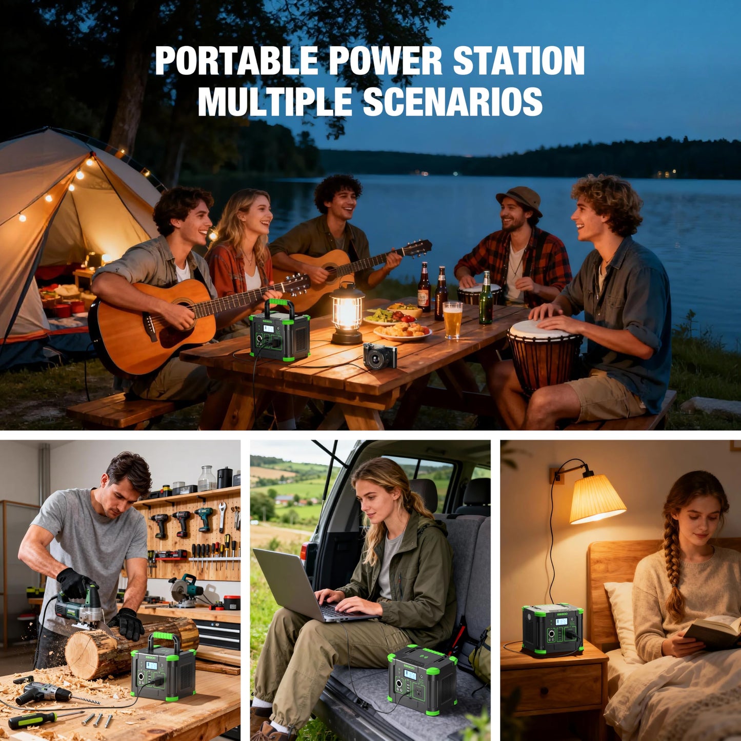Portable Power Station 330W, 288.6Wh Solar Generator with 60W USB-C PD Output, 120V Pure Sine Wave AC Outlet, 5W Wireless Charging, 330W Backup Lithium Battery for Outdoor Camping Travel Hunting Home