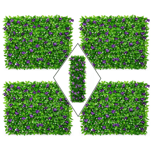 DOEWORKS Expandable Fence Privacy Screen for Balcony Patio Outdoor, 4PCS Faux Ivy Fencing Panel for Backdrop Garden Backyard Home Decorations