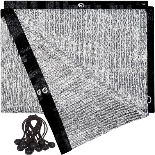 70% Aluminum Shade Cloth for Garden 20 FT x 20 FT, Durable Mesh Silver Tarps with Grommets and Ball Bungee,Reflective Sun Shade Net Cover for Pet Shade, RV & Car Shades, Patio, Pergola, Plants, Pools