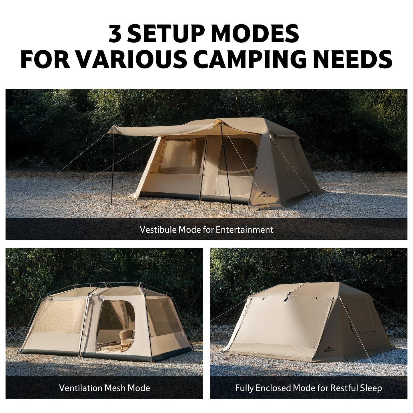 Naturehike Village Lite Camping Tent, 60S Easy Setup Instant Tents for Camping, Double Layer 4/8 Person Tent with with Full Rainfly