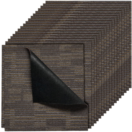 VEVOR Carpet Tiles Reusable 24x24 inch, 24 PCS Modular Carpet Square Rug, Commercial Floor Soft Padded for Seamless Cover 96sq.ft², Easy DIY for Living Room Bedroom Office Indoor,Gray & Brown