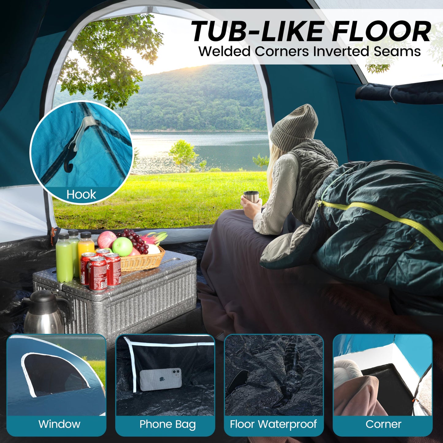 SUV Tent for Camping with Rainfly, Waterproof PU3000mm Double Layer Design, Car Tents for Camping SUV, SUV Tailgate Tent for Outdoor with Storage Bag, for SUV Van, Jeep, Pickup 8'W x 8'L x 7.2'H