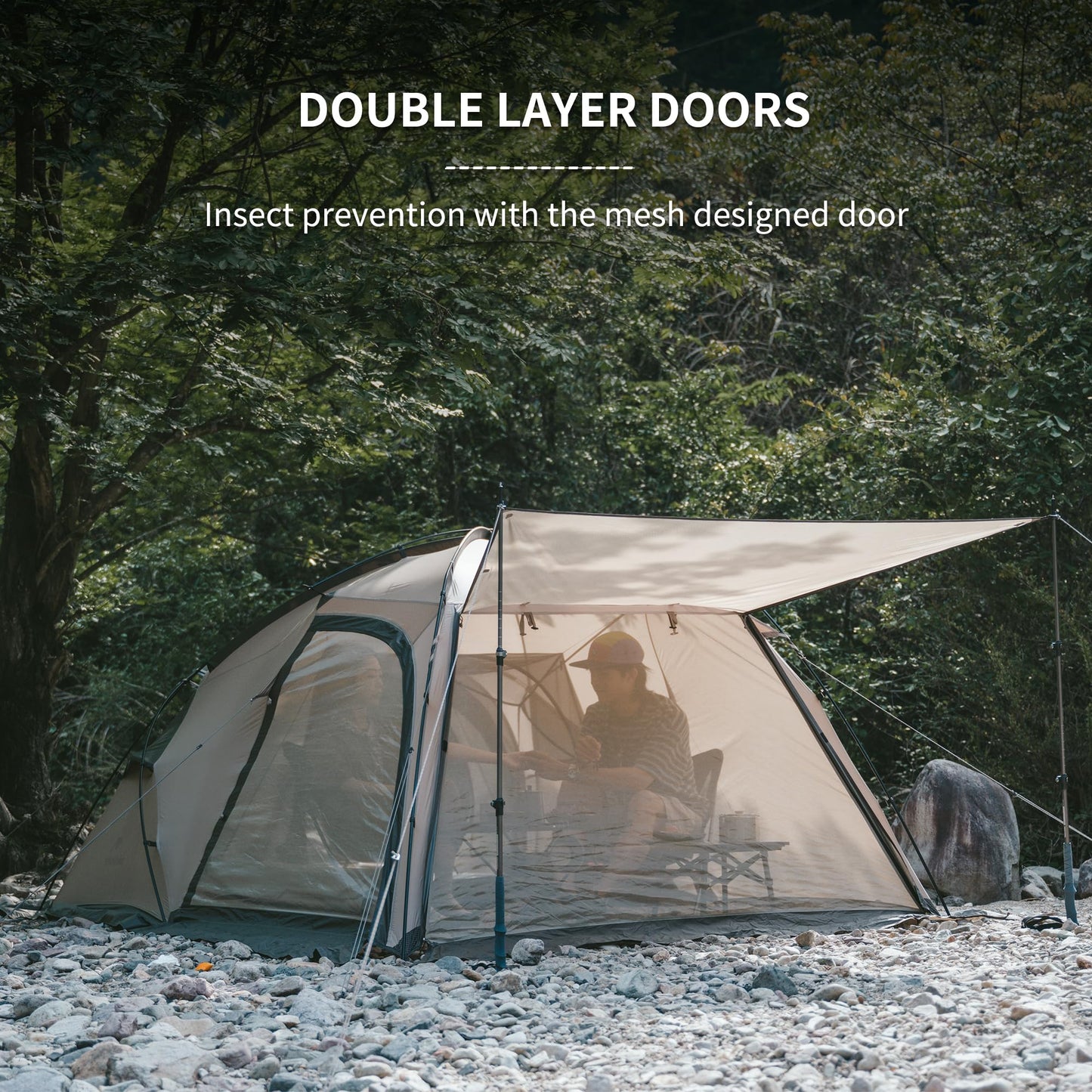 Naturehike Massif Hot Tent with Stove Jack, Waterproof Windproof 4 Season Tent, 2/4 Person Cold Weather Winter Tents for Camping
