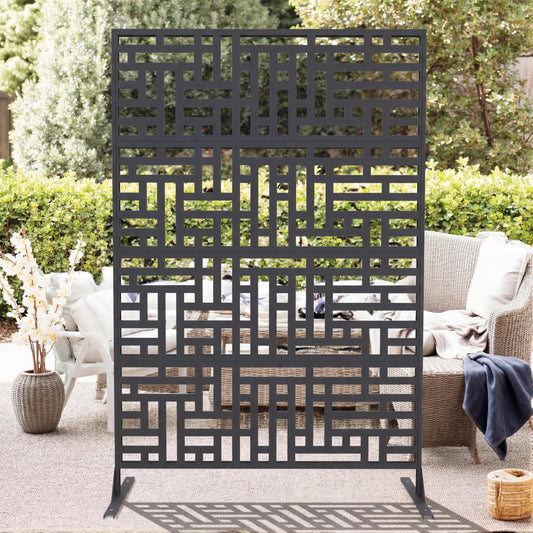 Metal Privacy Screen Outdoor - 71"x46" Freestanding Privacy Panels for Patio, Deck, Lawn & Garden, Weather-Resistant Rustproof Room Divider with Stand