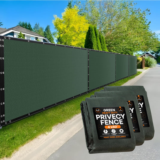 Xpose Safety Privacy Fence Screen 4’ x 50’ (3 Pack) – Heavy Duty Green Mesh with 90% Visibility Block, UV Protection – for Garden, Yard, Nursery, Kennel, Dog Run, Greenhouse