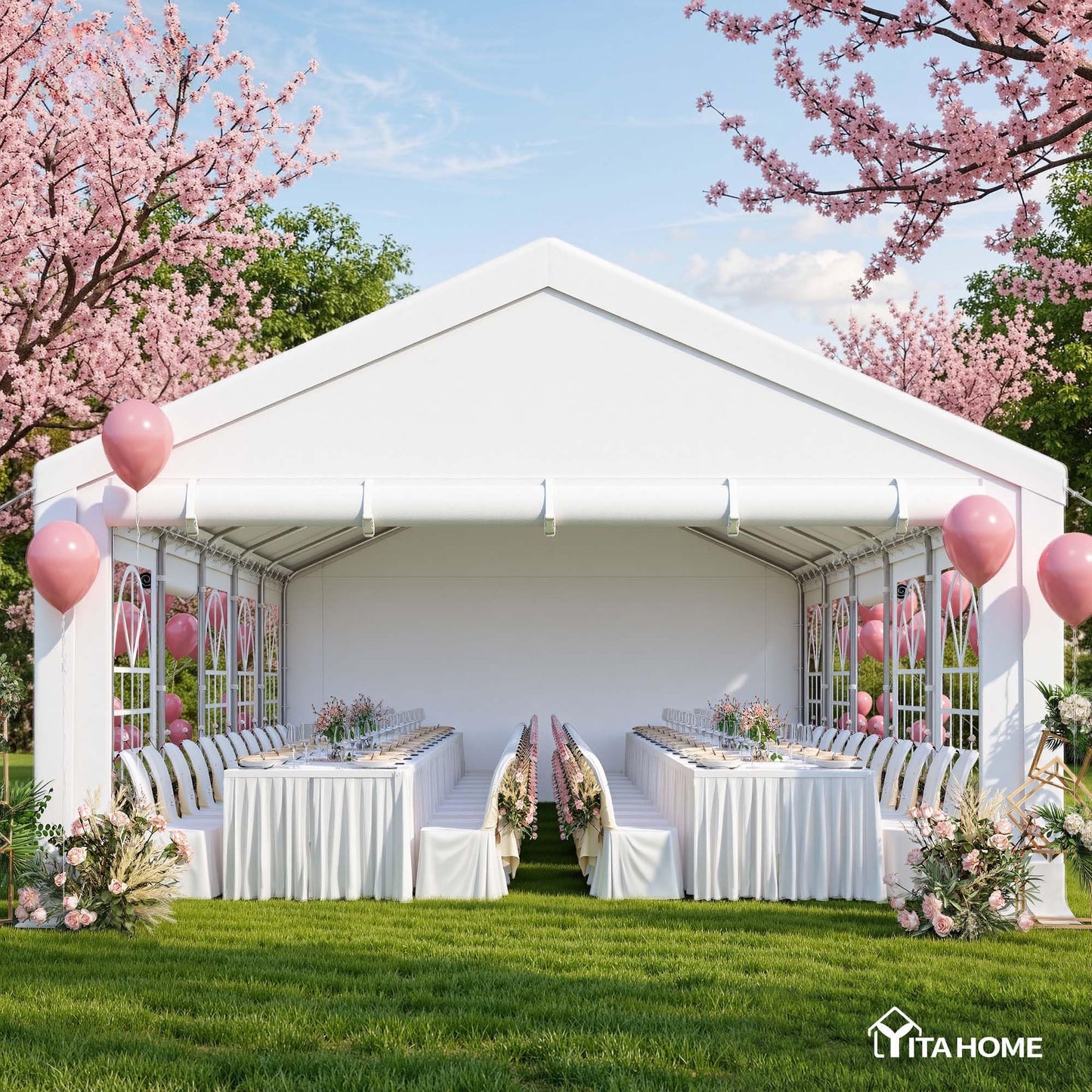 YITAHOME 20x40FT Heavy Duty Large Party Tent Wedding Tent Outdoor Canopy Upgraded Galvanized Steel with Removable Sidewall PE Windows with Sandbags for Commercial and Parties