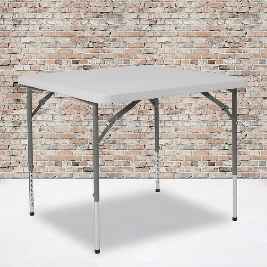Flash Furniture Kathryn 2.79-Foot Square Height Adjustable Granite White Plastic Folding Table