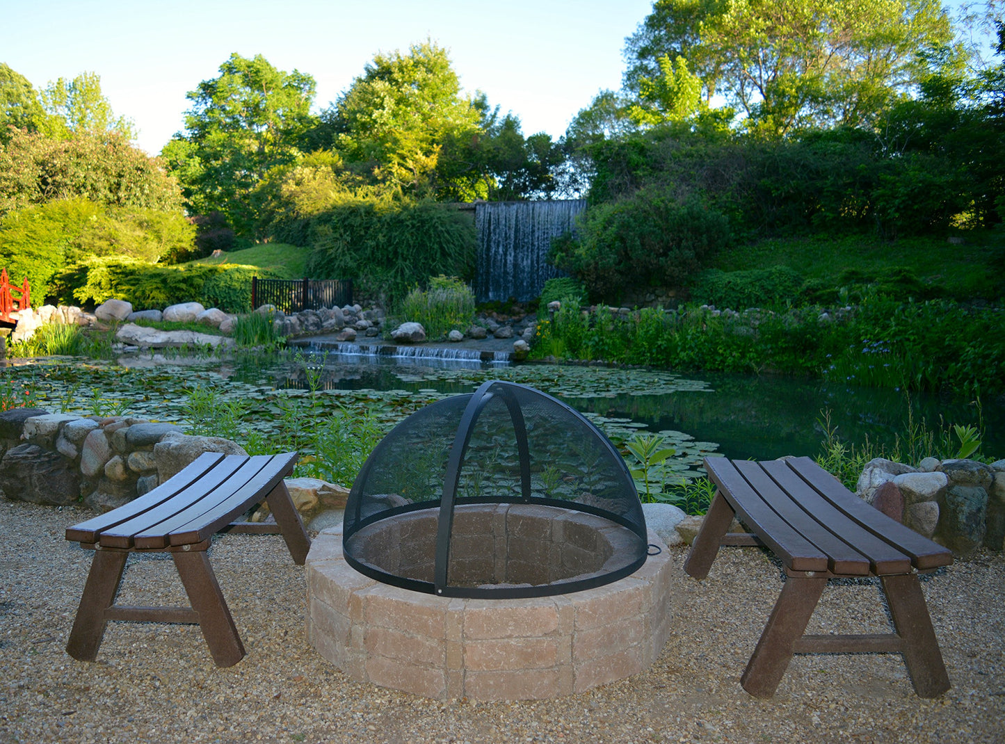 Hampton's Buzaar 36 Inch Fire Pit Easy Access Spark Screen