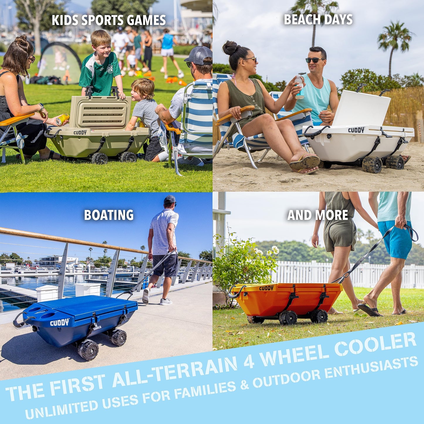 Cuddy Crawler Cooler with Wheels – 40 QT Amphibious Floating Cooler and Dry Storage Vessel - White