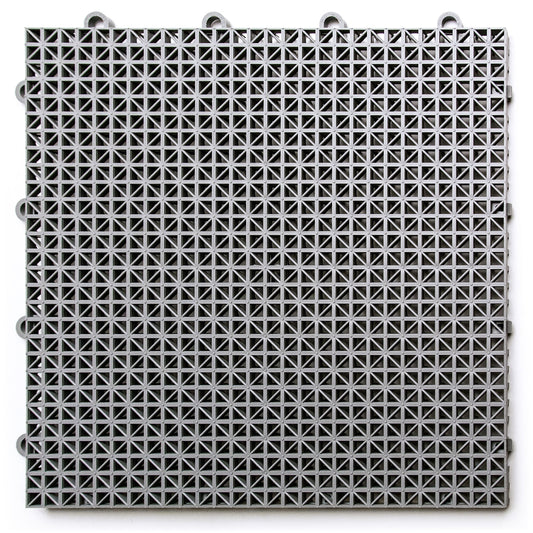 Big Floors DuraGrid Deck Tiles, Interlocking Outdoor Tiles for Patio, Self-Draining, UV-Resistant, Water-Resistant Modular Flooring, Easy Install, 40 Pack, Gray