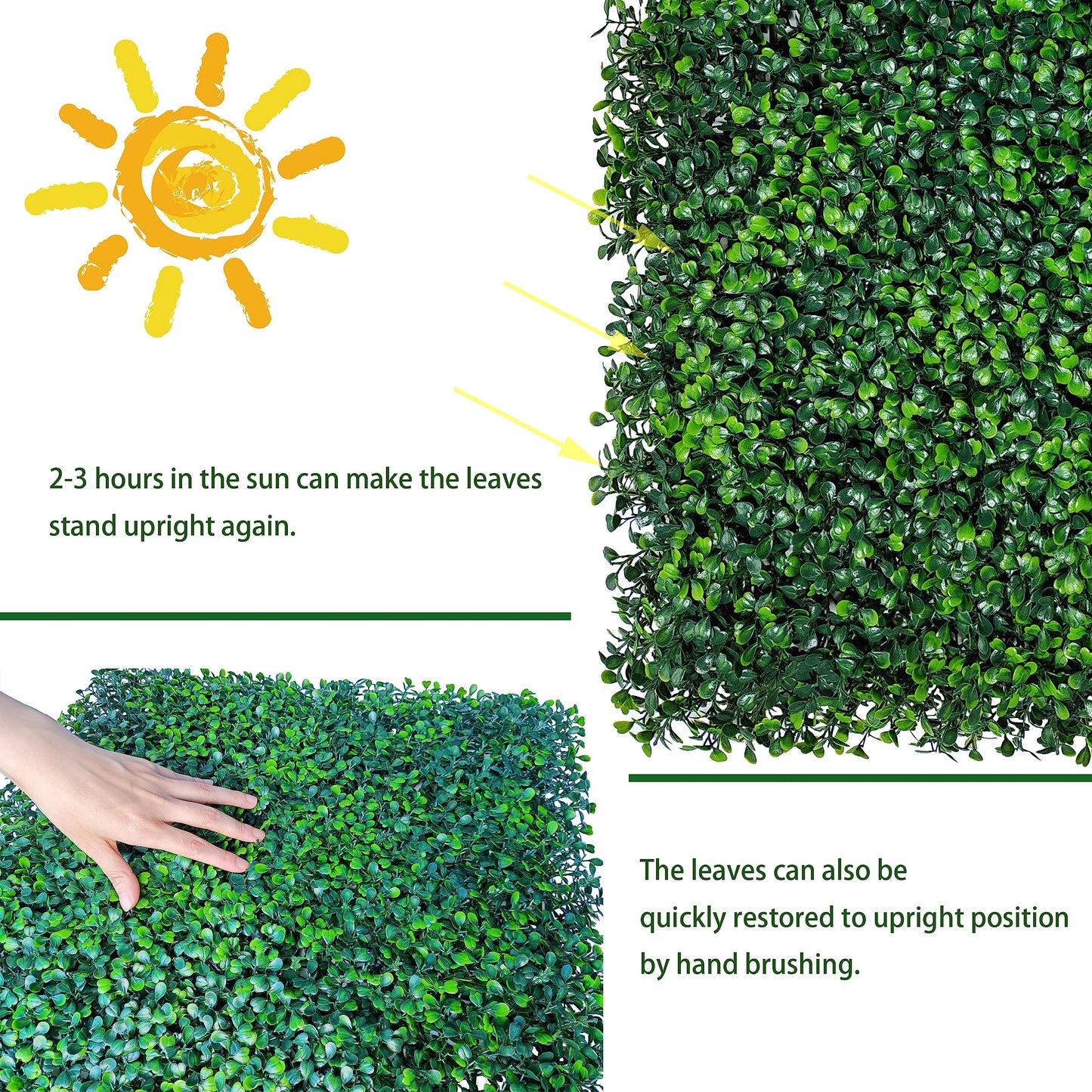 ODTORY Artificial Boxwood Roll,48x120 in (40 sqft) UV-Anti Faux Ivy Boxwood Hedge Leaf Grass Wall for Patio Balcony Privacy, Garden, Backyard Greenery Wall Backdrop and Fence Decor