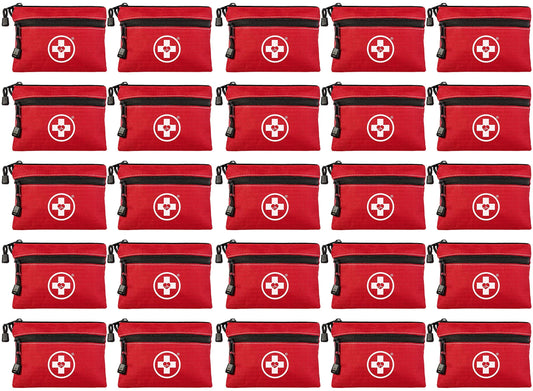 Swiss Safe 2-in-1 First Aid Kit for Car, Travel & Home, Businesses - Bonus Mini Kit for Medical Emergency Aid, Survival, Camping - 64 Piece, 25 Pack