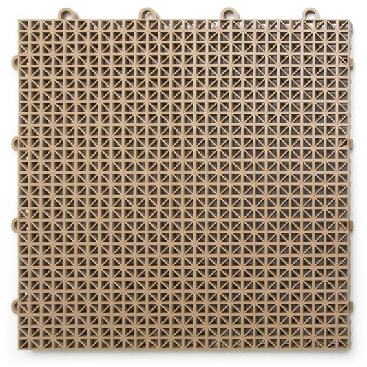 Big Floors DuraGrid Deck Tiles, Interlocking Outdoor Tiles for Patio, Self-Draining, UV-Resistant, Water-Resistant Modular Flooring, Easy Install, 40 Pack, Beige