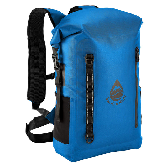 Skog Å Kust BackSåk Pro Waterproof Floating Backpack with Exterior Airtight Zippered Pocket | Blue, 35L